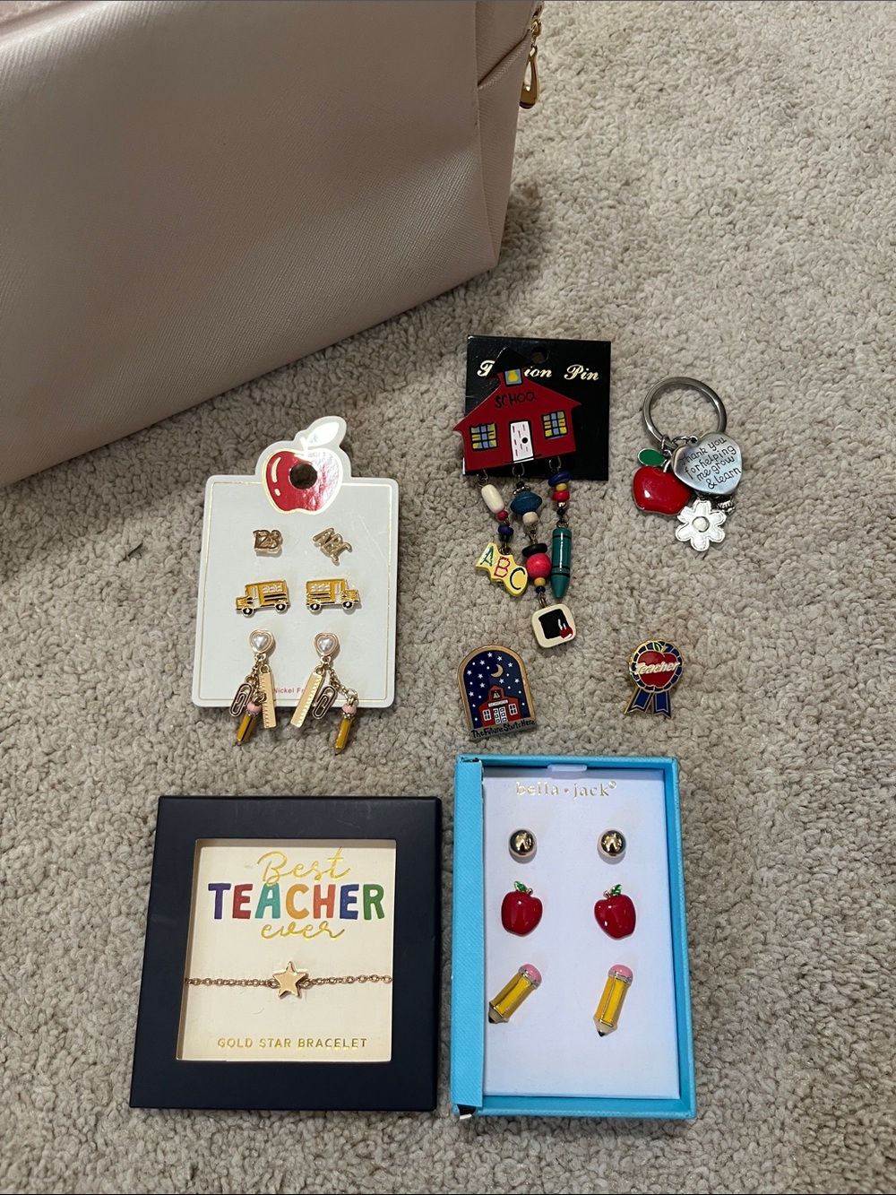 Best Teacher Gift Huge Bundle Bella + Jack Apple Pencil Earrings Set Keychain